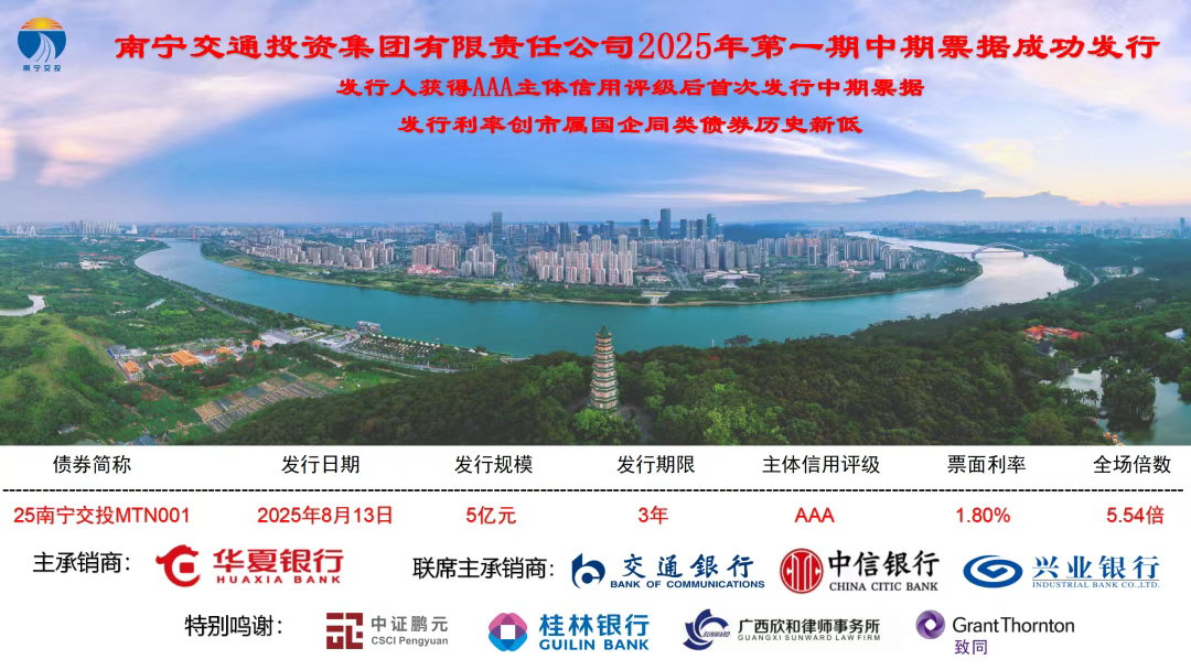 南寧交投集團(tuán)成功發(fā)行2025年度第一期中期票據(jù)